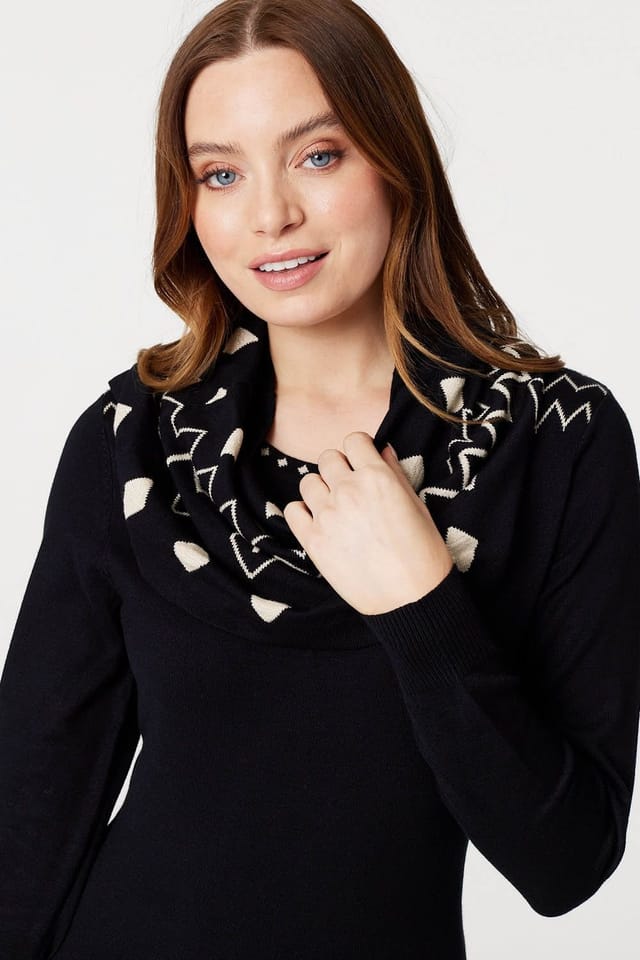 Izabel London Izabel London Women's Printed Knit Skater Dress in Black - 3