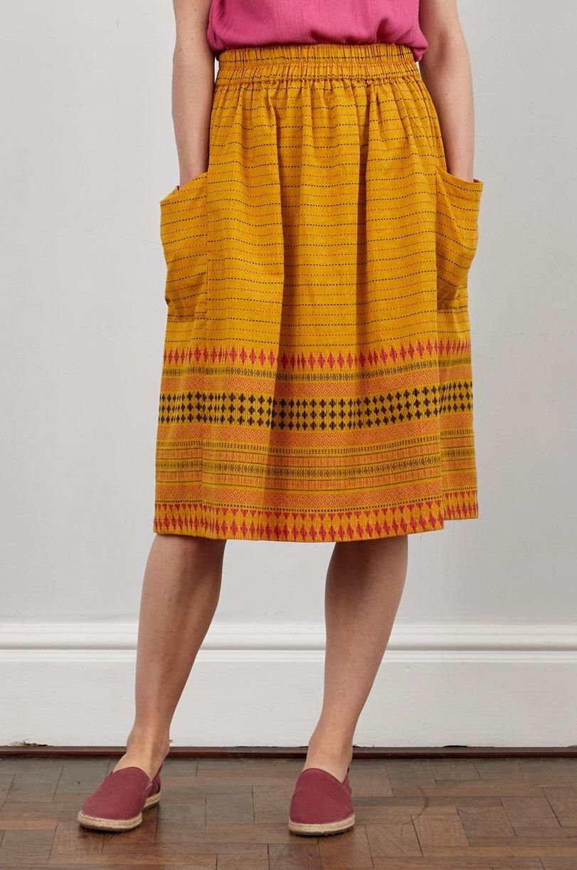 Nomads Clothing Nomads Clothing Women's Handloom Gathered Skirt in Mustard - 2