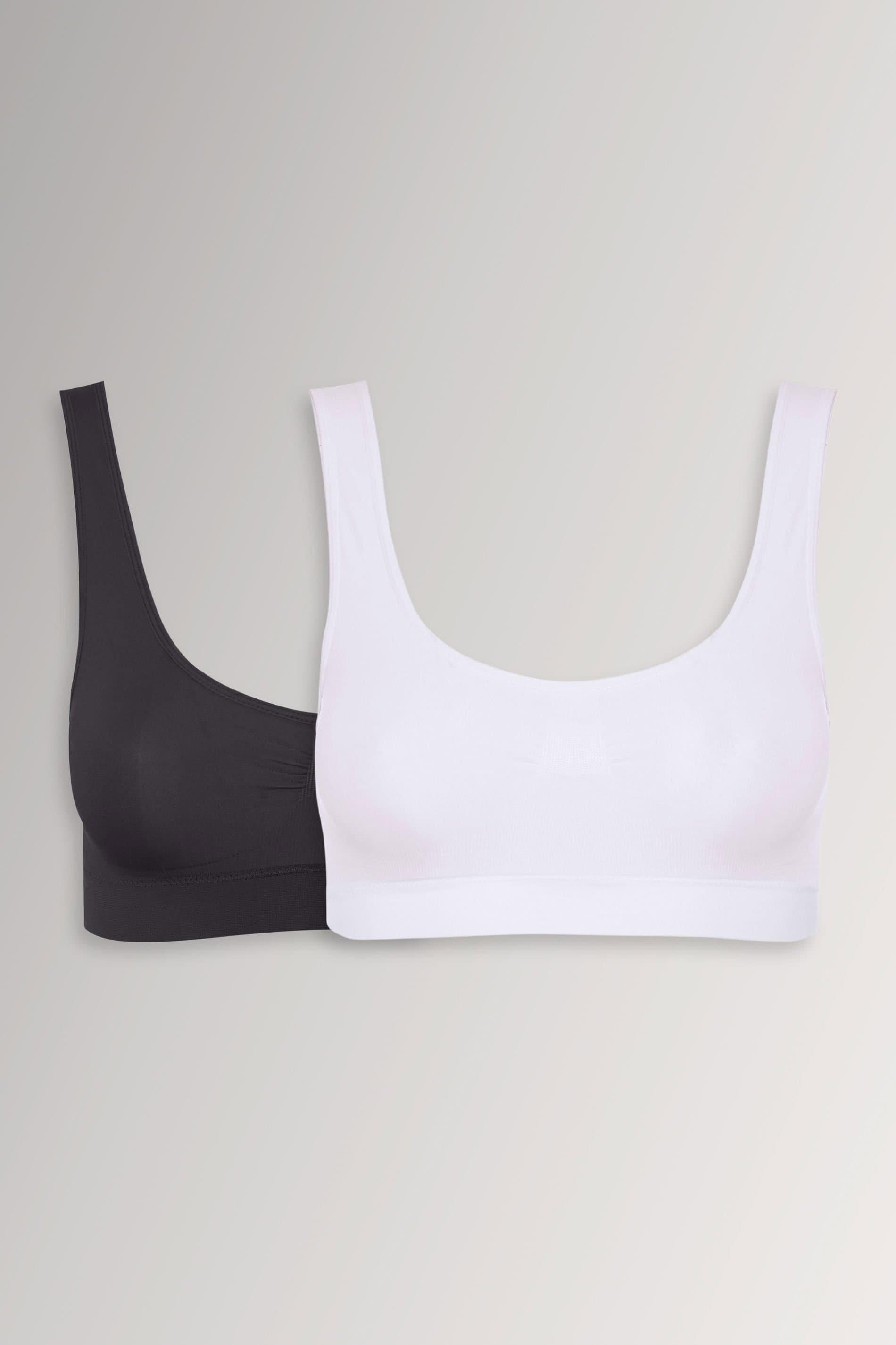 Yours 2 Pack Plus Size White & Black Seamless Nonpadded Nonwired Bralettes