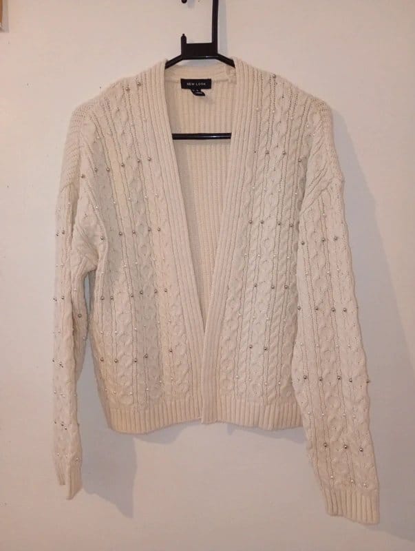 New Look Cream Embellished Knit Cardigan