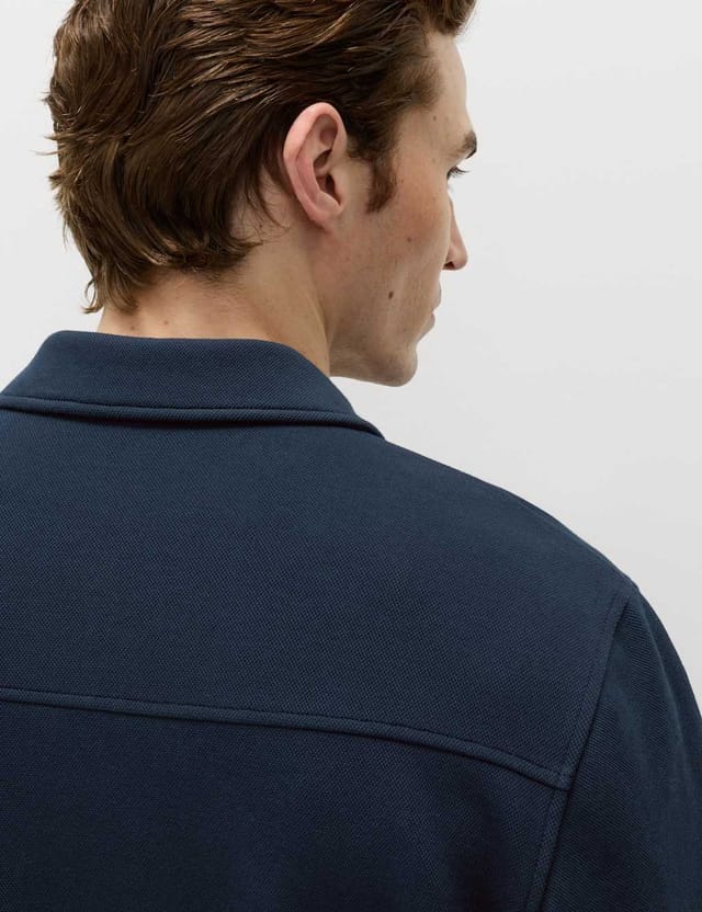 Marks & Spencer M&S Cotton Blend Pique Overshirt Navy - 2