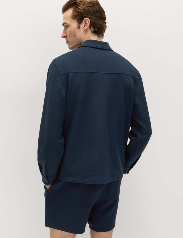 Marks & Spencer M&S Cotton Blend Pique Overshirt Navy - 3