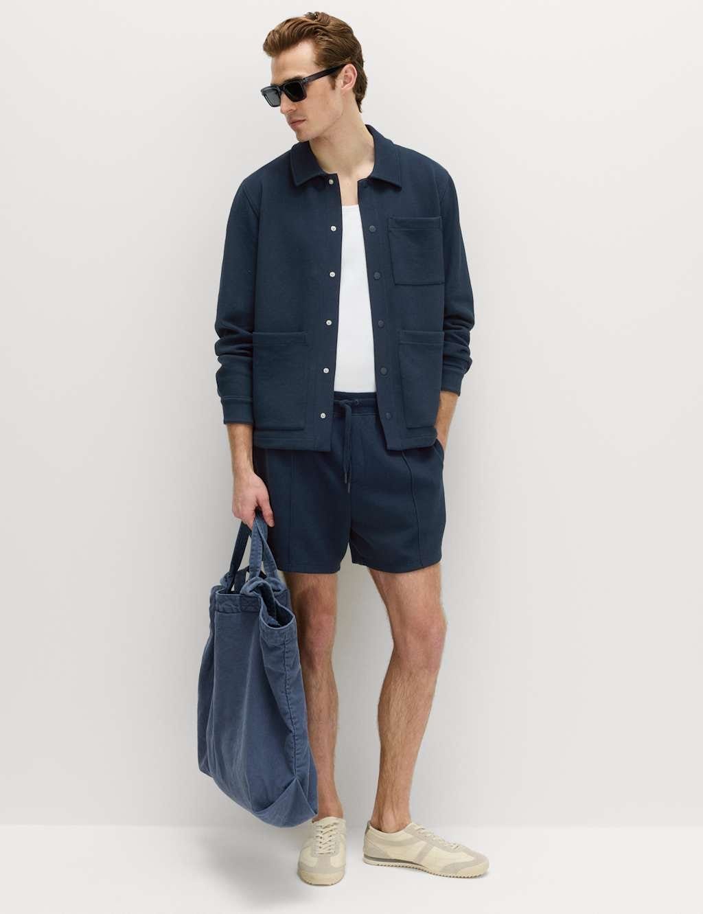 Marks & Spencer M&S Cotton Blend Pique Overshirt Navy - 4