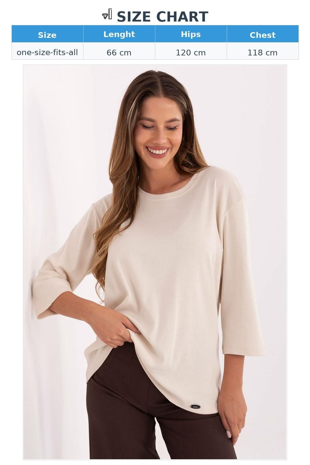 Love Lace Love Lace Women's Casual Smooth Pattern 3/4 Sleeve Blouse Style 218848 in Beige - 4