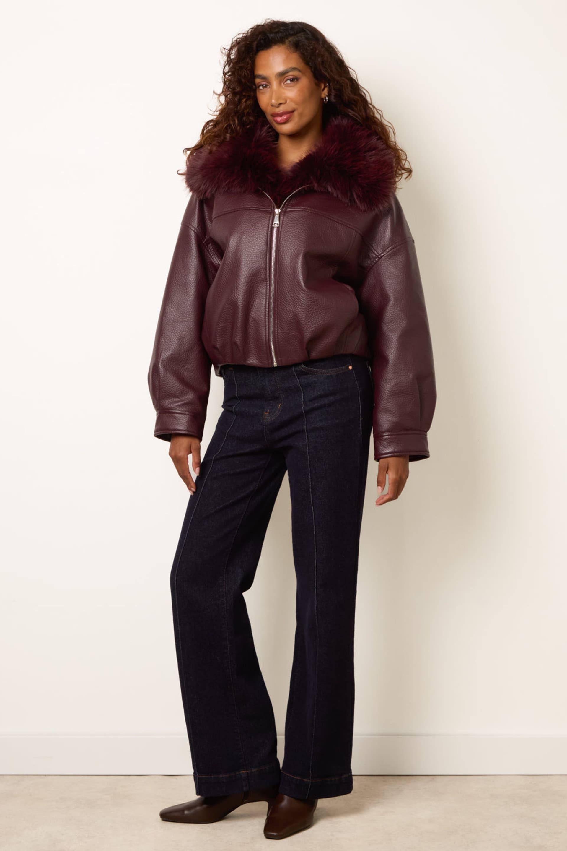Blue Vanilla Blue Vanilla Women's Dark Red Long Sleeve Collar Jacket