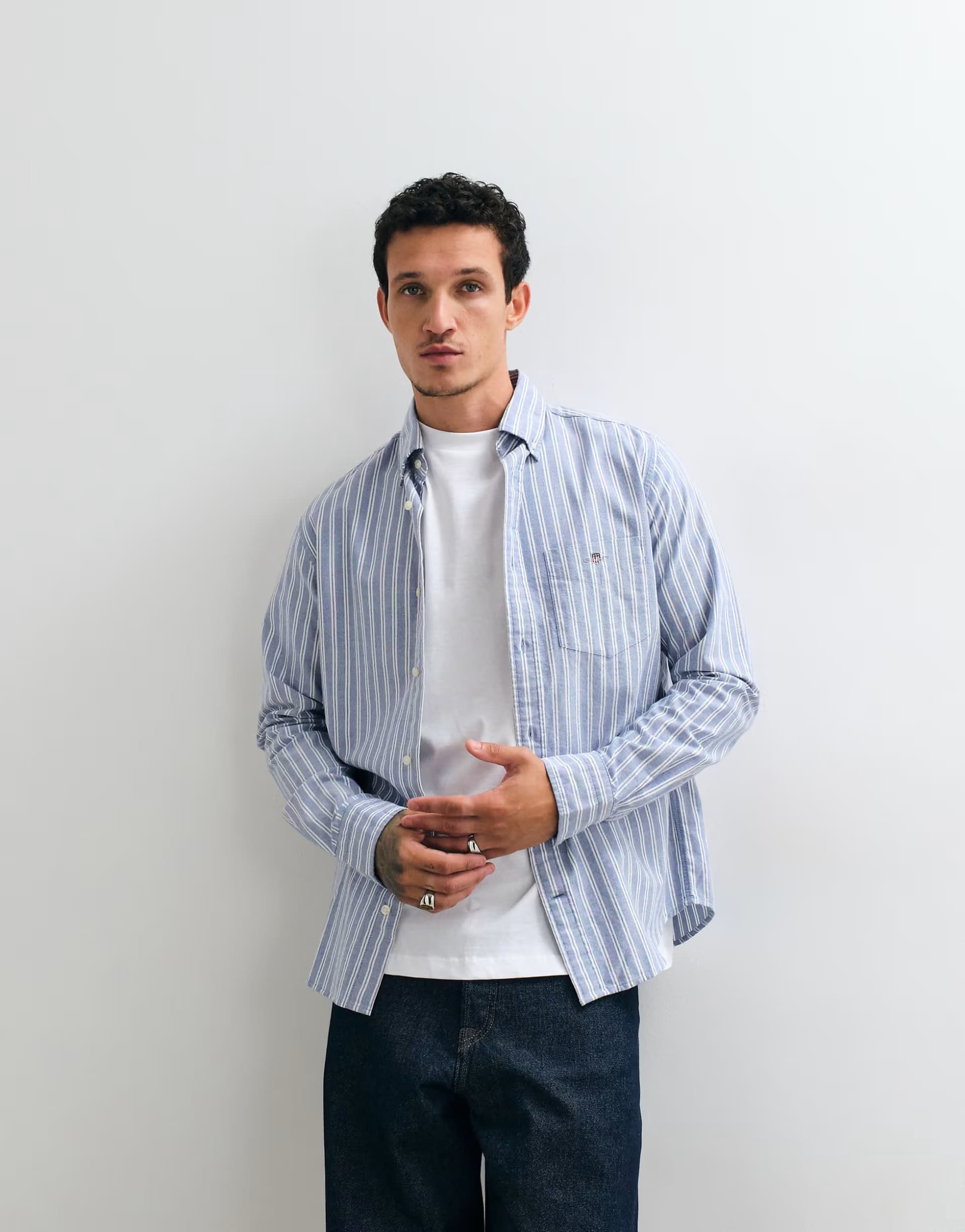 ASOS Gant regular fit classic oxford stripe shirt in blue