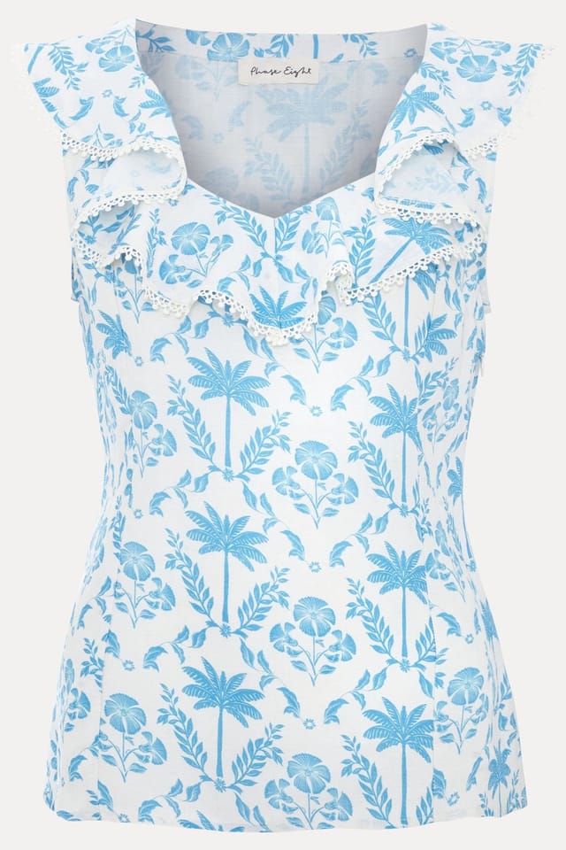 Phase Eight Phase Eight Women's Rhona Linen Blouse in Baby Blue - 2