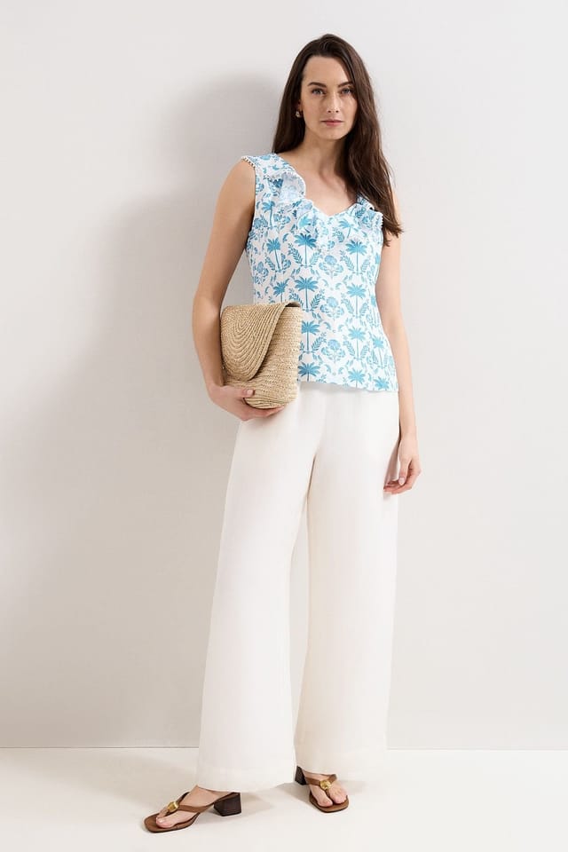 Phase Eight Phase Eight Women's Rhona Linen Blouse in Baby Blue - 3