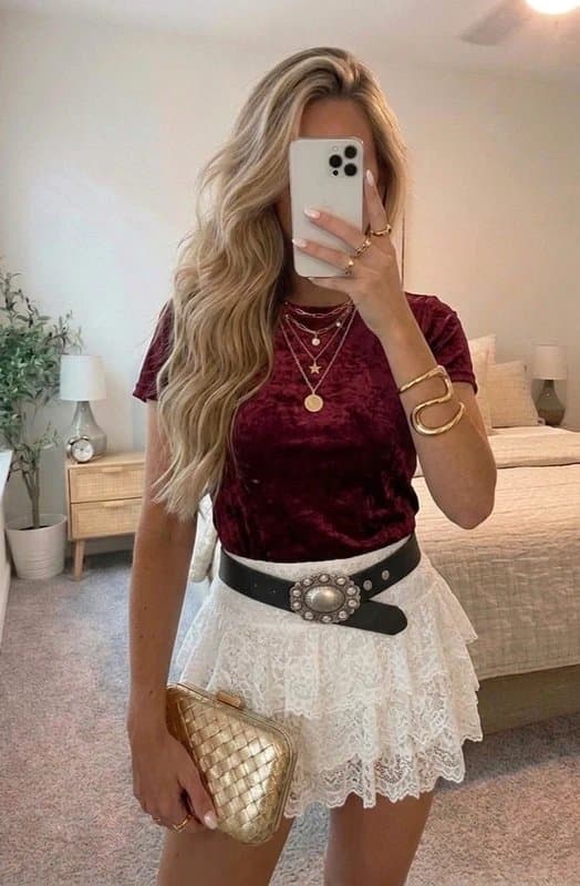 Free People New! Free People Top Burgundy Crushed Velvet Short Sleeve Size S