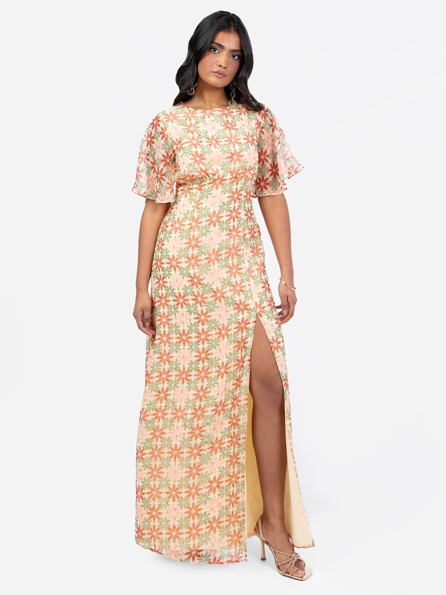 Anaya with Love Anaya with Love Women's Floral Print Open Back Maxi Dress