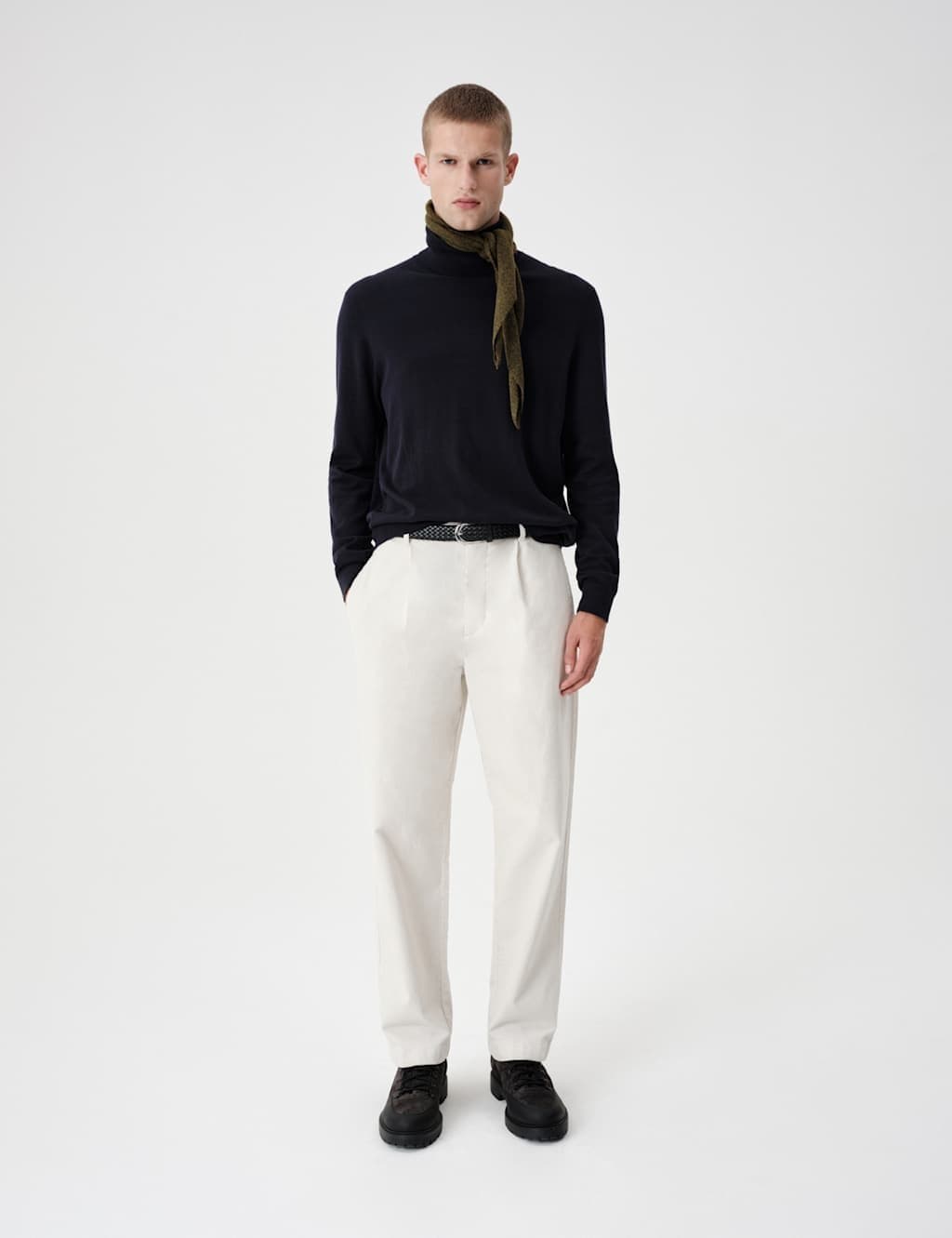 Marks & Spencer M&S Relaxed Fit Corduroy Pleat Front Trousers Ecru