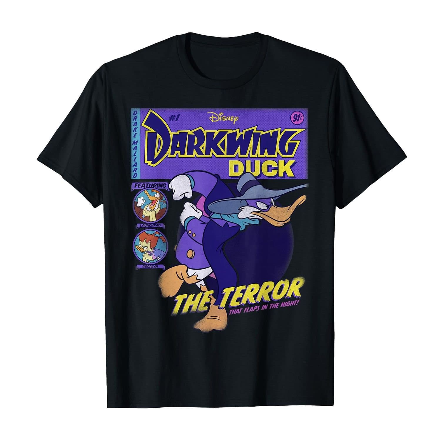 Darkwing Duck Darkwing Duck Men's Comic Cover Regular T-Shirt in Black