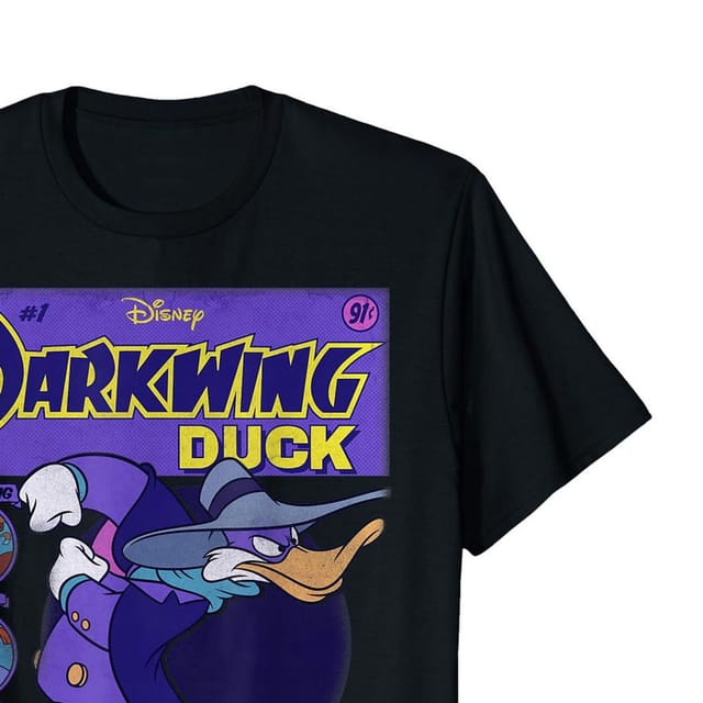 Darkwing Duck Darkwing Duck Men's Comic Cover Regular T-Shirt in Black - 2
