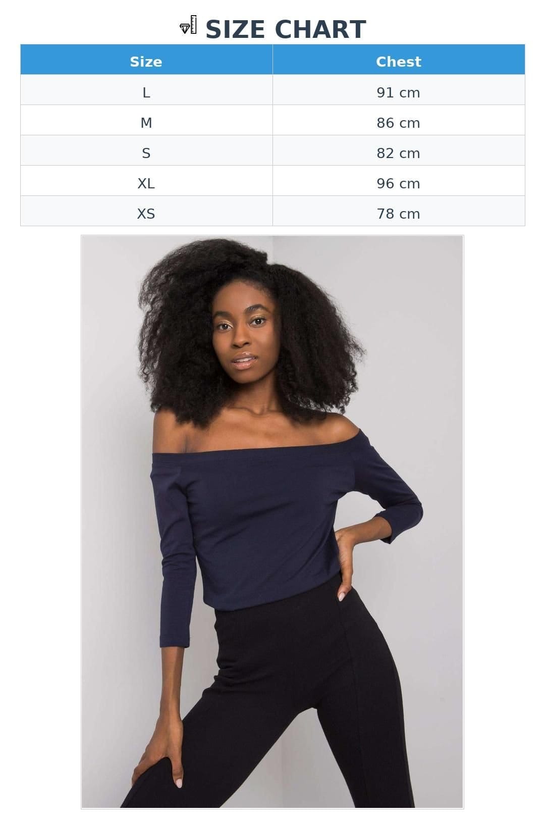 Love Lace Love Lace Women's Straight Cut 3/4 Off-Shoulder Blouse in Blue - 4