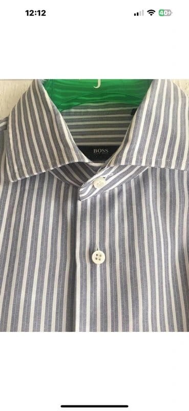 Boss Grey White Large Pinstriped Shirt 16 41 BOSS - 1