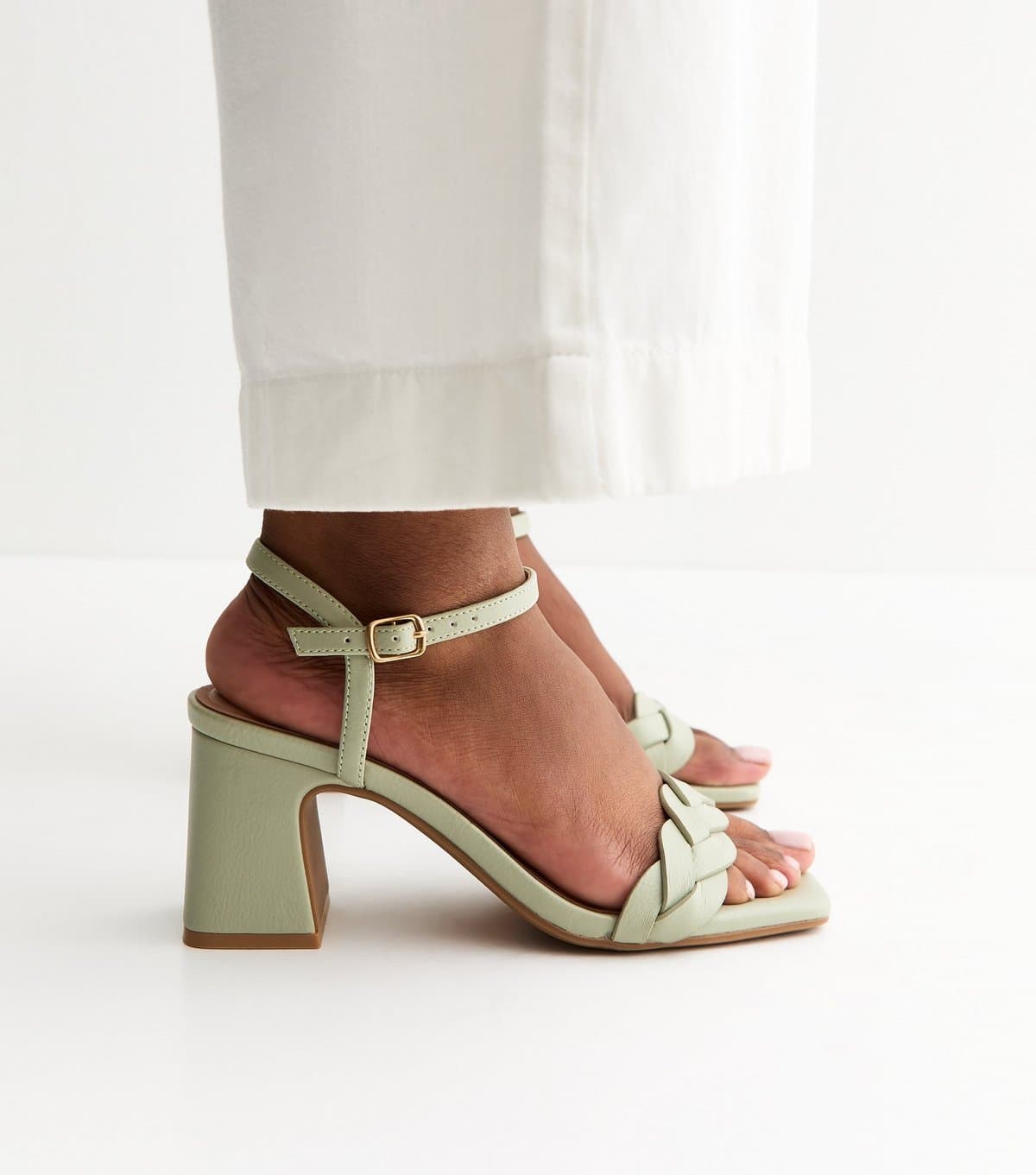 New Look New Look Light Green Faux Leather Block Heel Sandals
