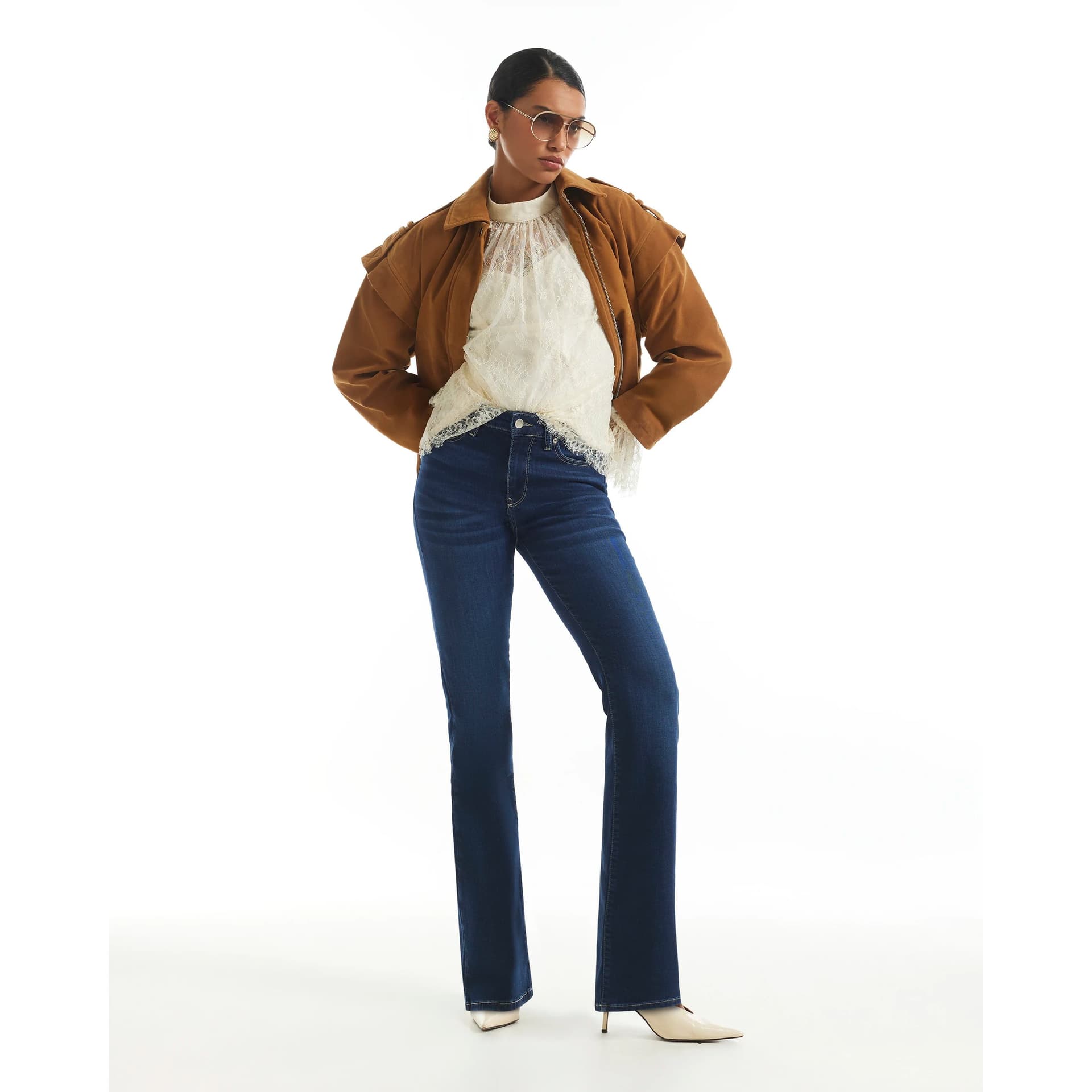 River Island River Island Womens Blue Mid Rise Bootcut Jeans