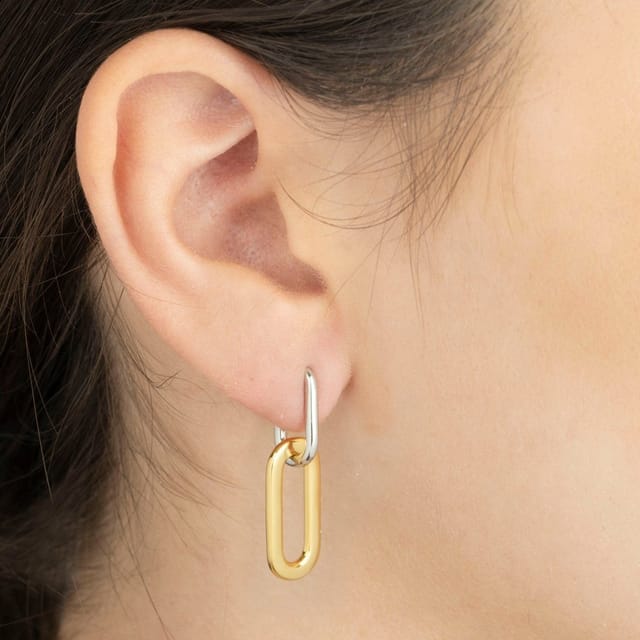 Gold Trip Gold Trip Women's Two Tone U Hoop Convertible Earrings - 2