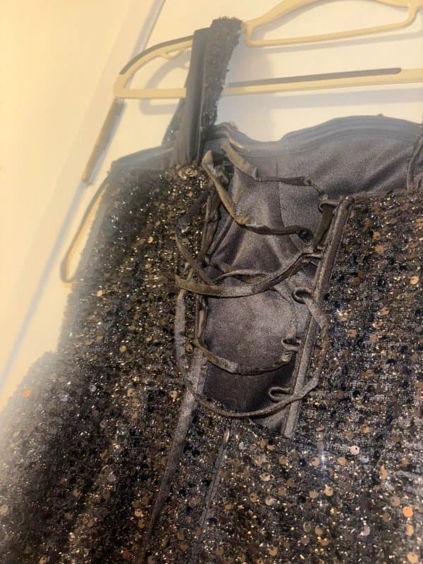 Shein Black fully sequin prom dress