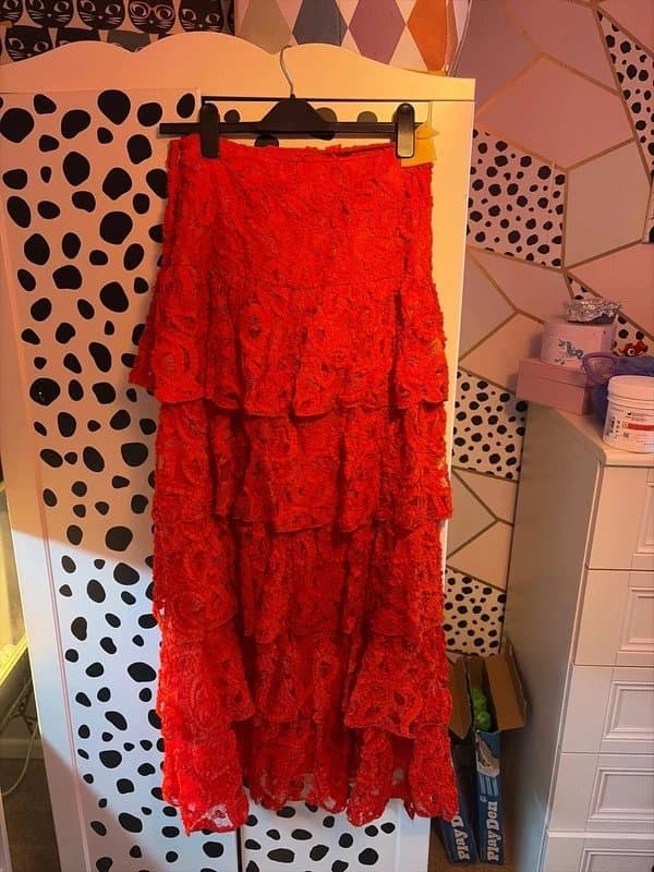Asos luxe ASOS luxe red ruffle lace shorts size 12