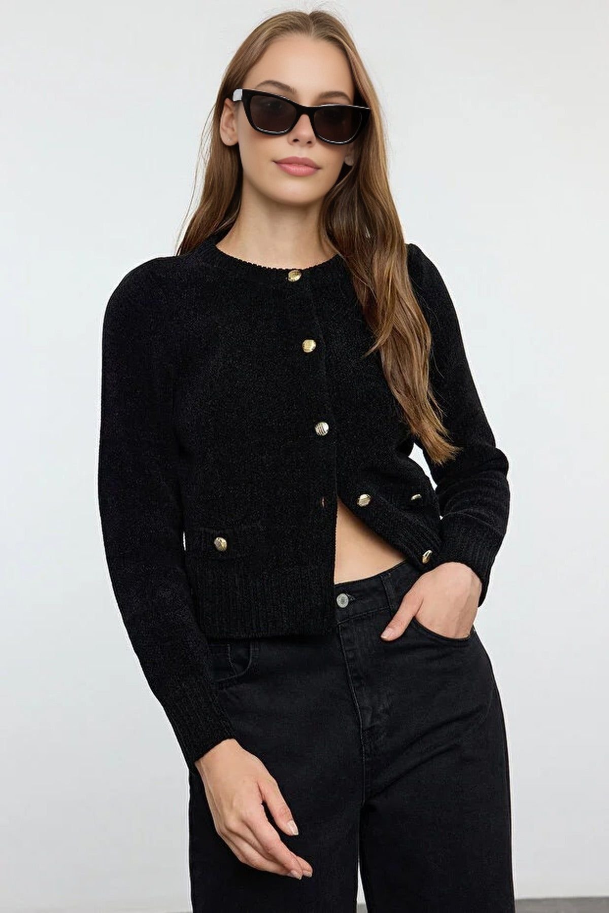 WOVCOR WOVCOR Women's Knit Cardigan With Pocket Detail in Black - 2