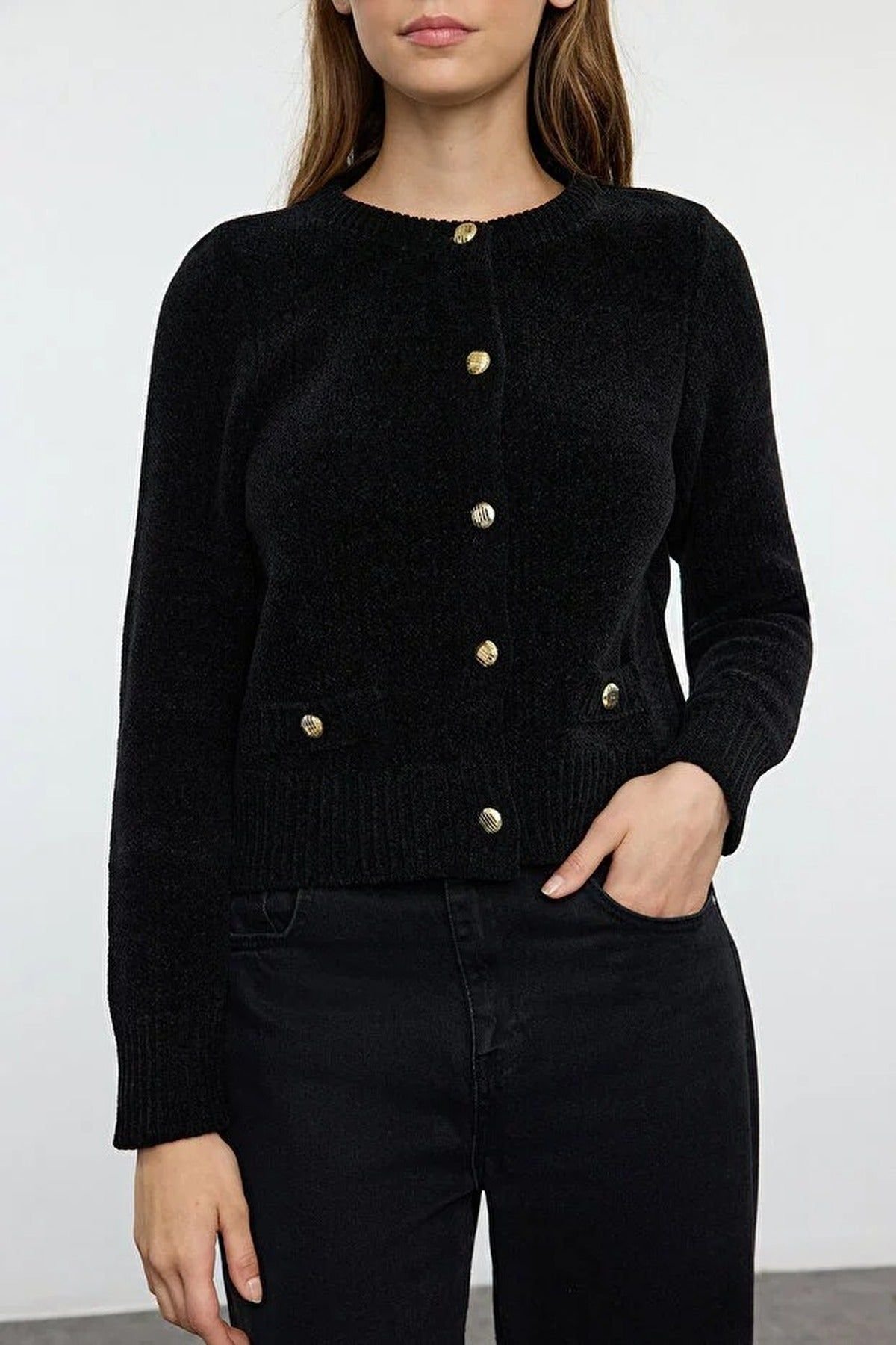 WOVCOR WOVCOR Women's Knit Cardigan With Pocket Detail in Black - 3