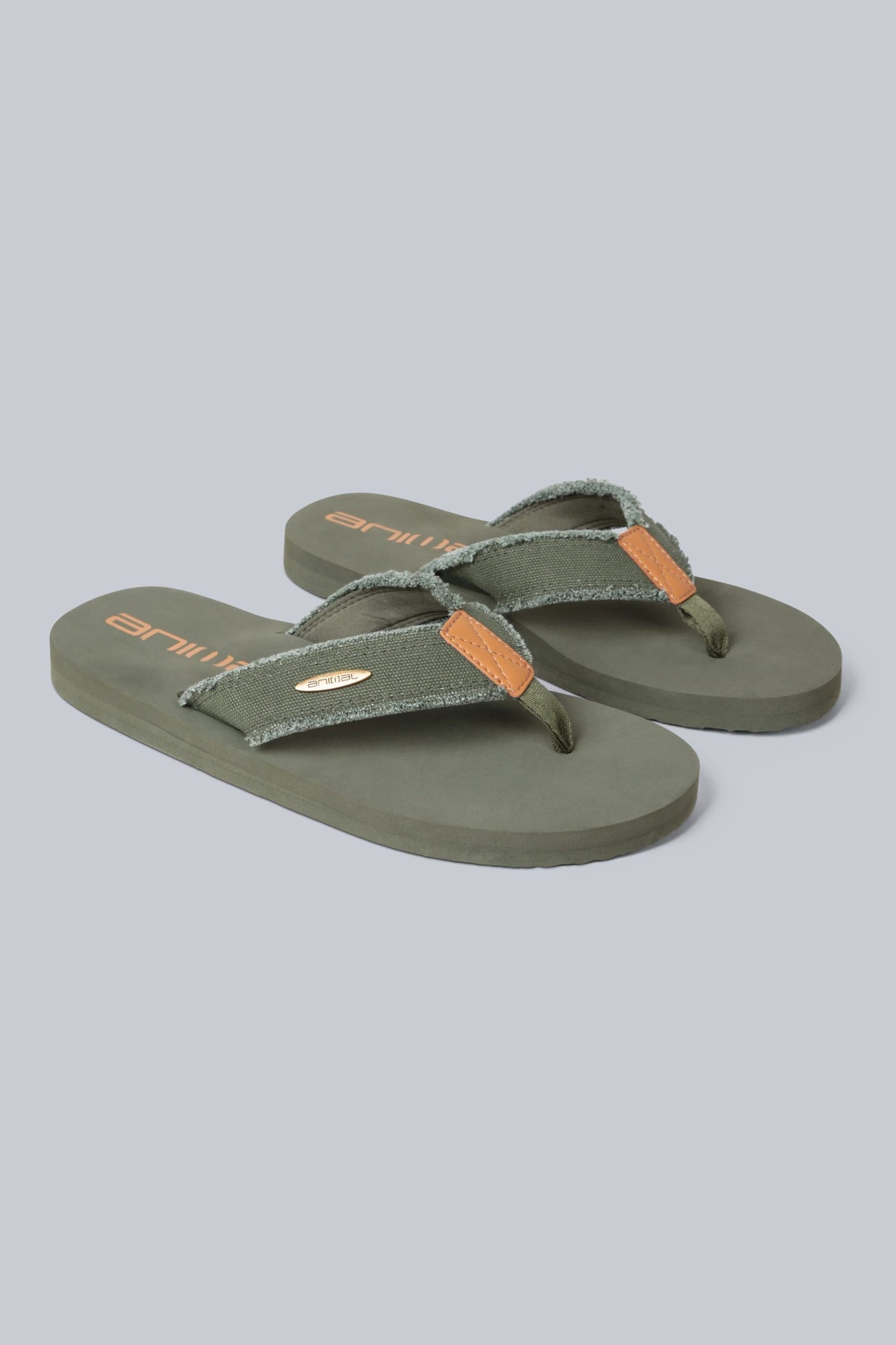 Animal Animal Men's 'Tidal' Lightweight EVA Cushioning Neoprene Lining Slip On Flip Flops in Khaki