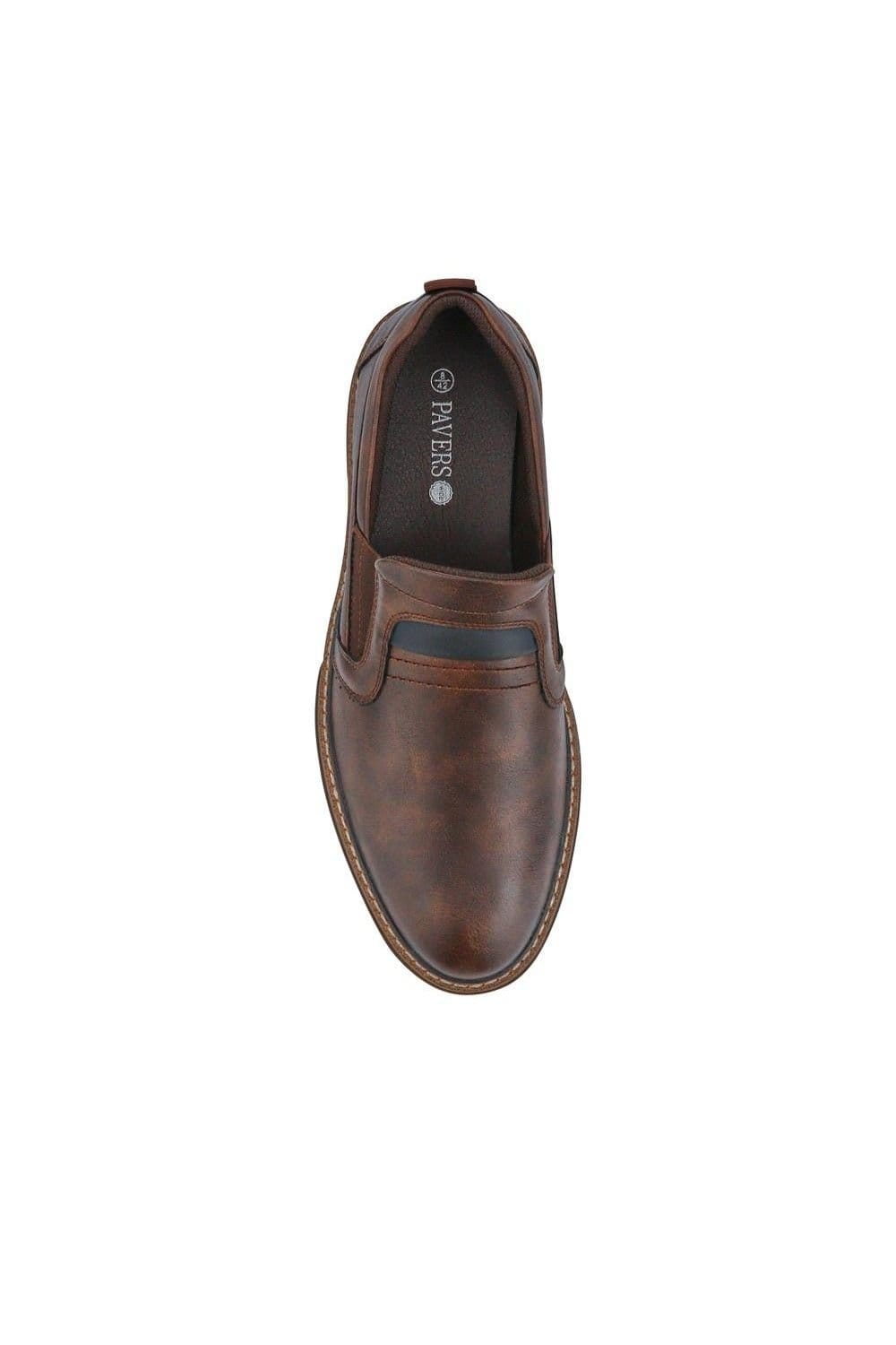 Pavers Pavers Men's Wide Fit Elasticated Slip-On Shoes in Dark Brown - 4