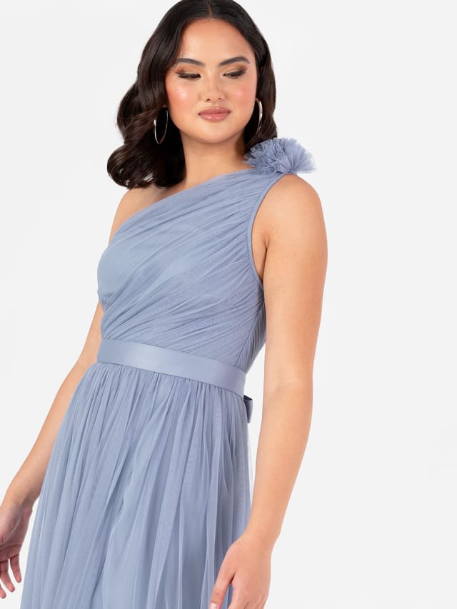 Anaya with Love Anaya with Love Women's One Ruffle Shoulder Maxi Dress in Duck Egg Blue - 2
