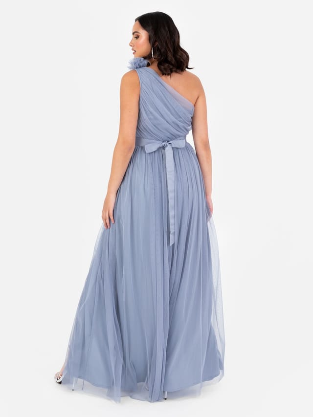 Anaya with Love Anaya with Love Women's One Ruffle Shoulder Maxi Dress in Duck Egg Blue - 3
