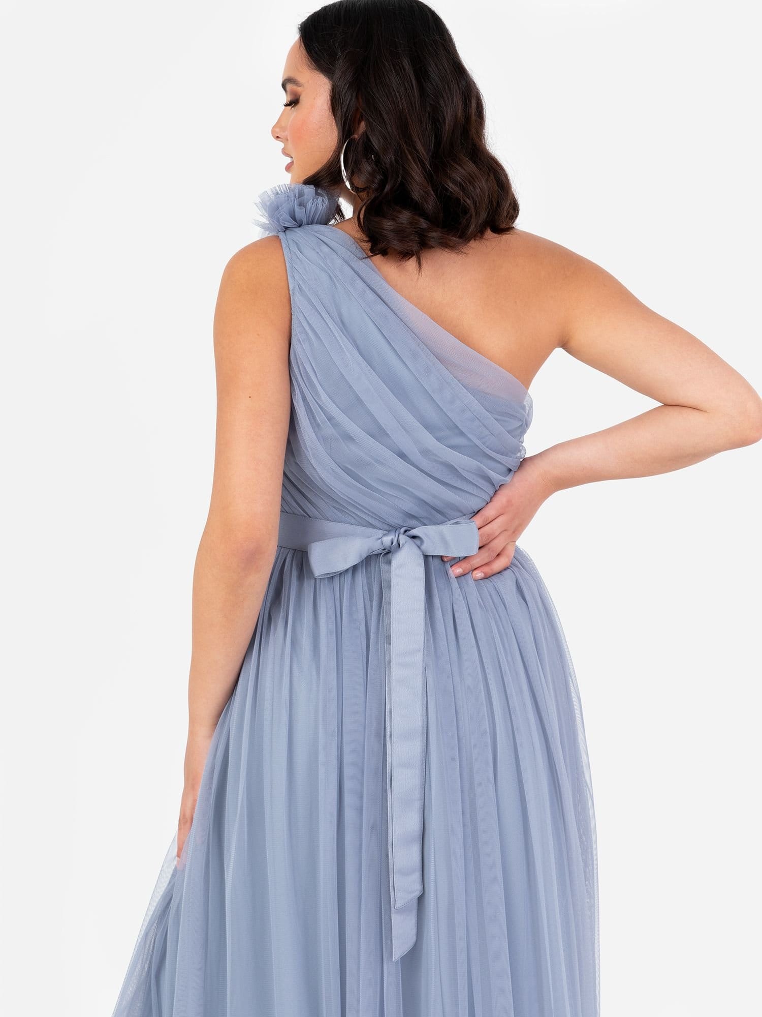 Anaya with Love Anaya with Love Women's One Ruffle Shoulder Maxi Dress in Duck Egg Blue - 4