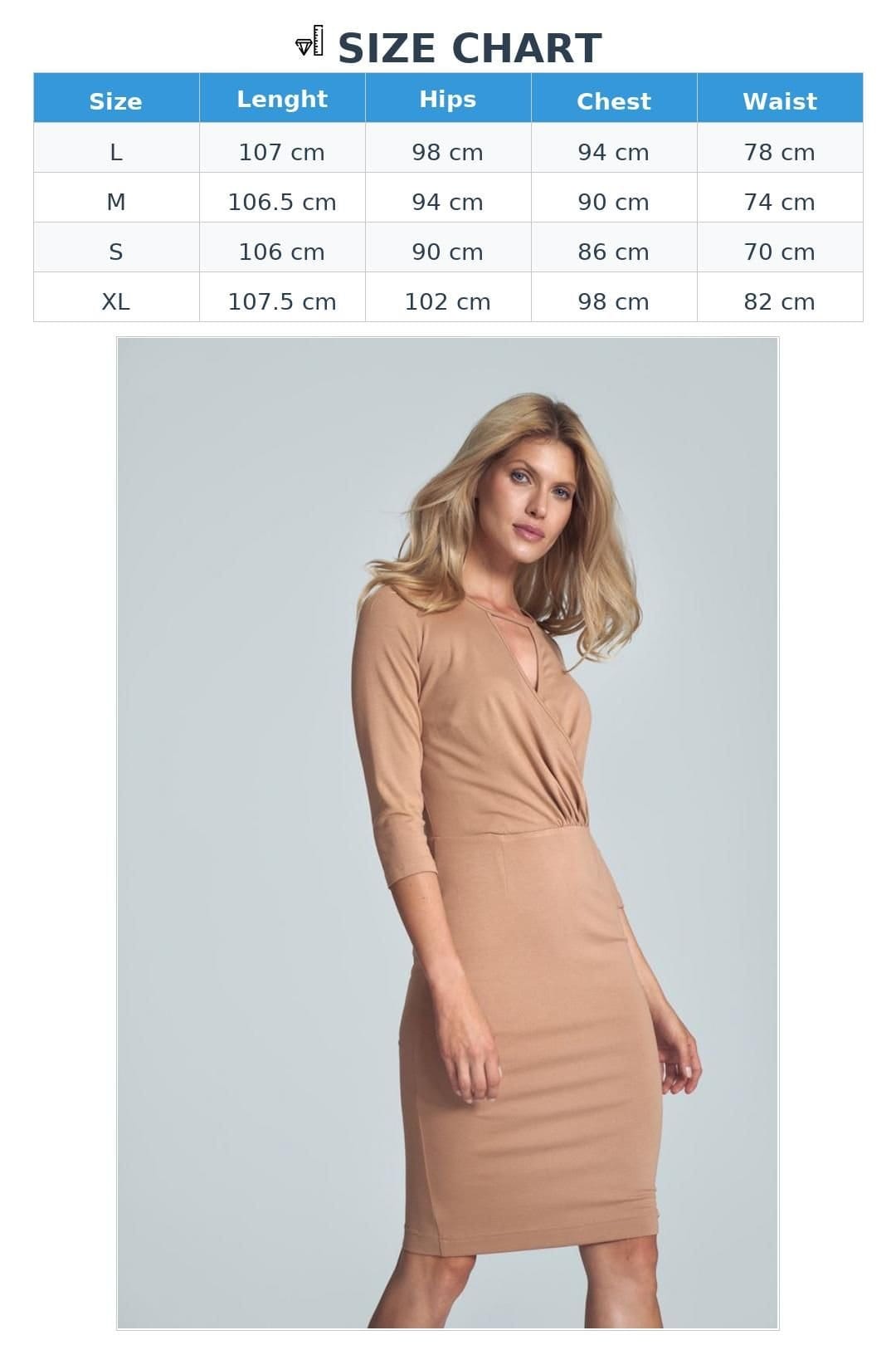Love Lace Love Lace Women's Beige Midi Envelope Neck Casual Day Dress - 4