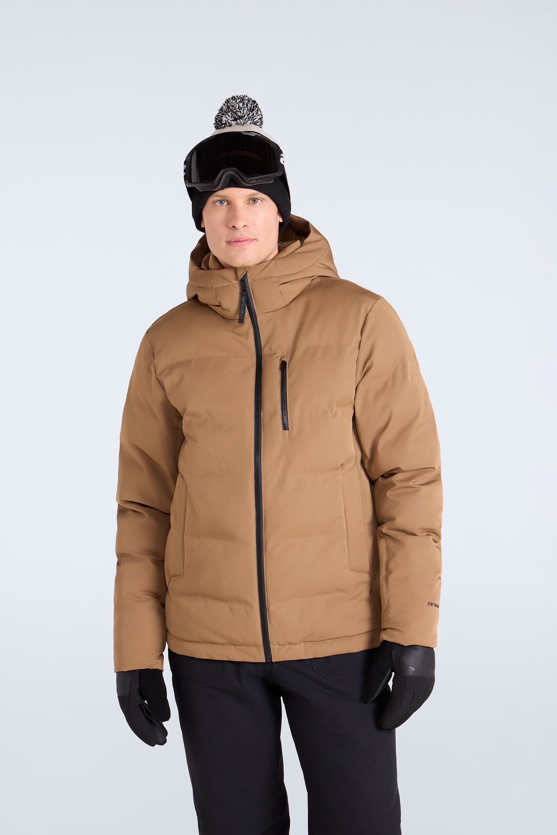 Animal Animal Men's 'Polar' Warm Waterproof Insulated Padded Puffer Winter Ski Jacket in Brown