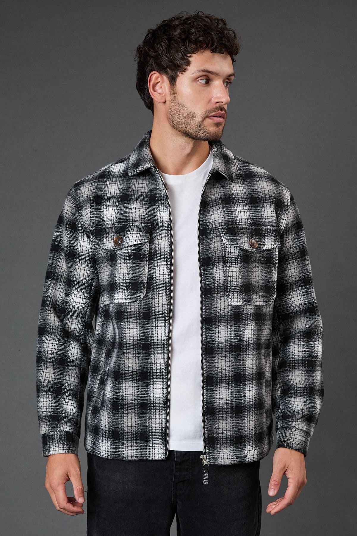 Burton Burton Men's Black Check Wool Look Jacket