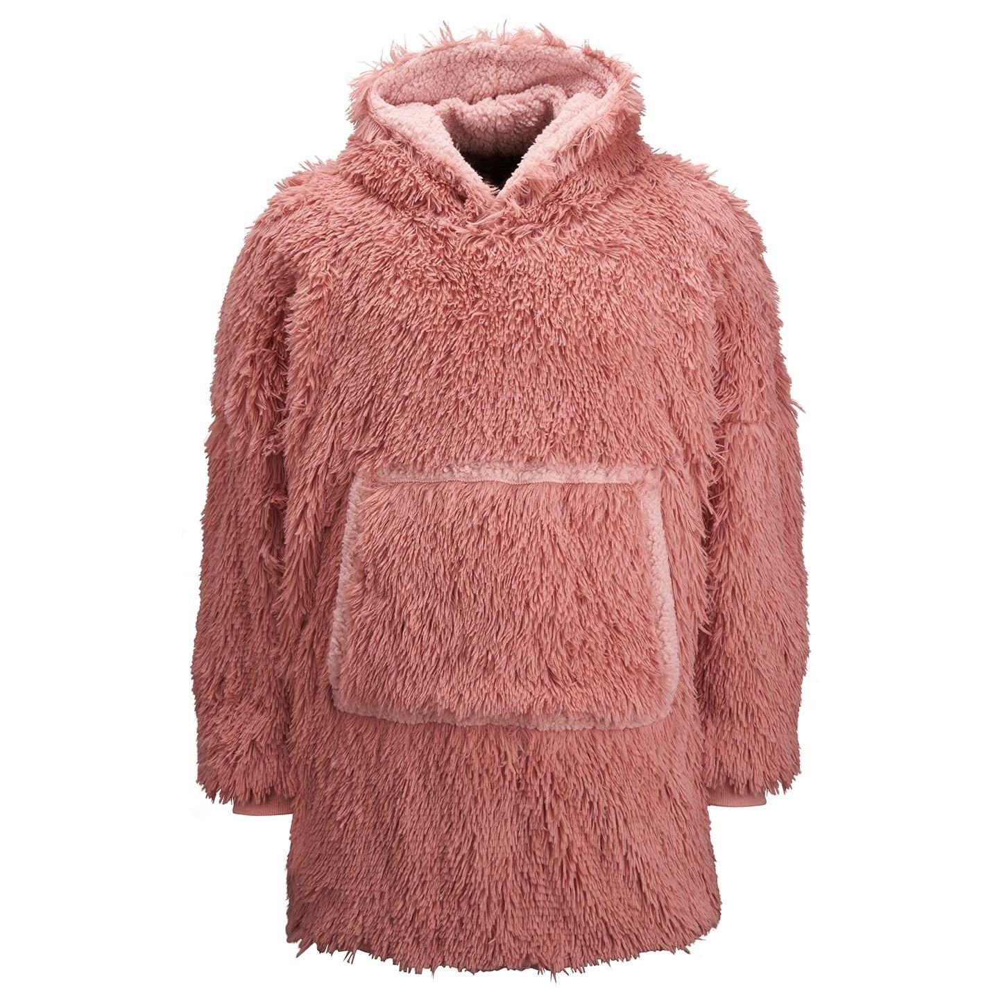 Ribbon Ribbon Men's Sherpa Reversible Oversized Hoodie in Pink