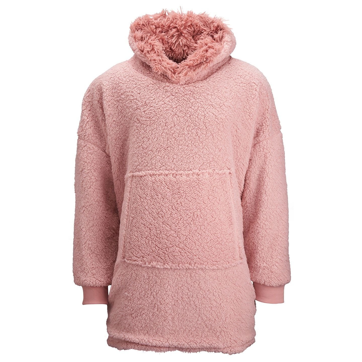 Ribbon Ribbon Men's Sherpa Reversible Oversized Hoodie in Pink - 4