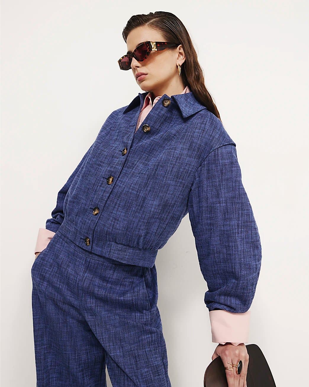 River Island River Island Womens Navy Cotton Tailored Bomber Jacket