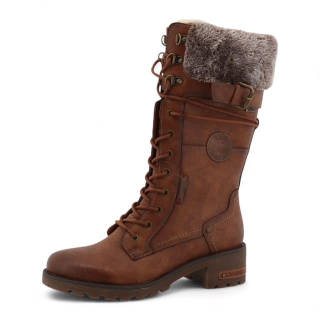 mustang Mustang Women's Mid-Calf Faux Fur Winter Combat Boots in Brown - 3