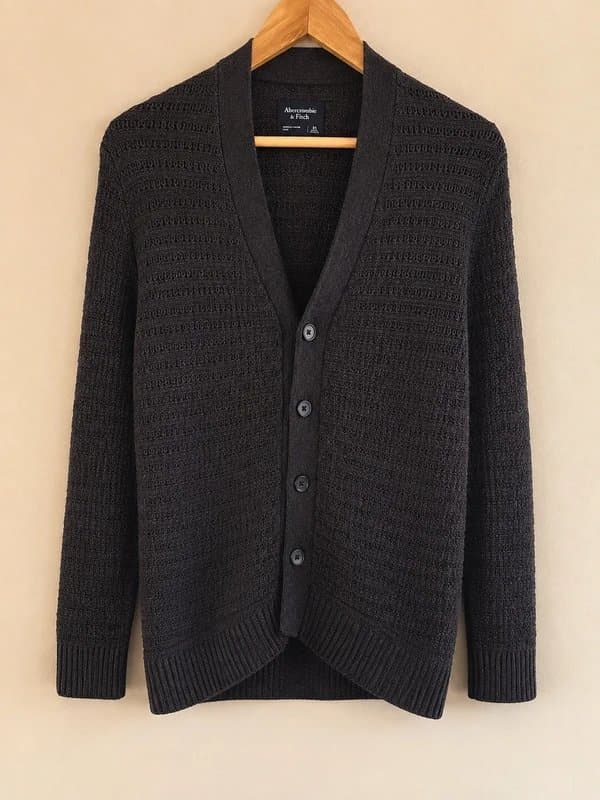 Abercrombie & Fitch Abercrombie & Fitch Textured Knit Cardigan – XS – Dark Brown