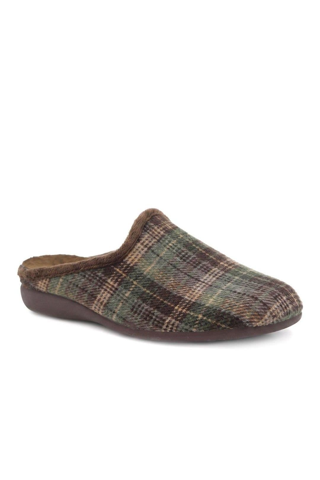 Pavers Pavers Men's Luxury Warm Lined Mule Slippers in Khaki