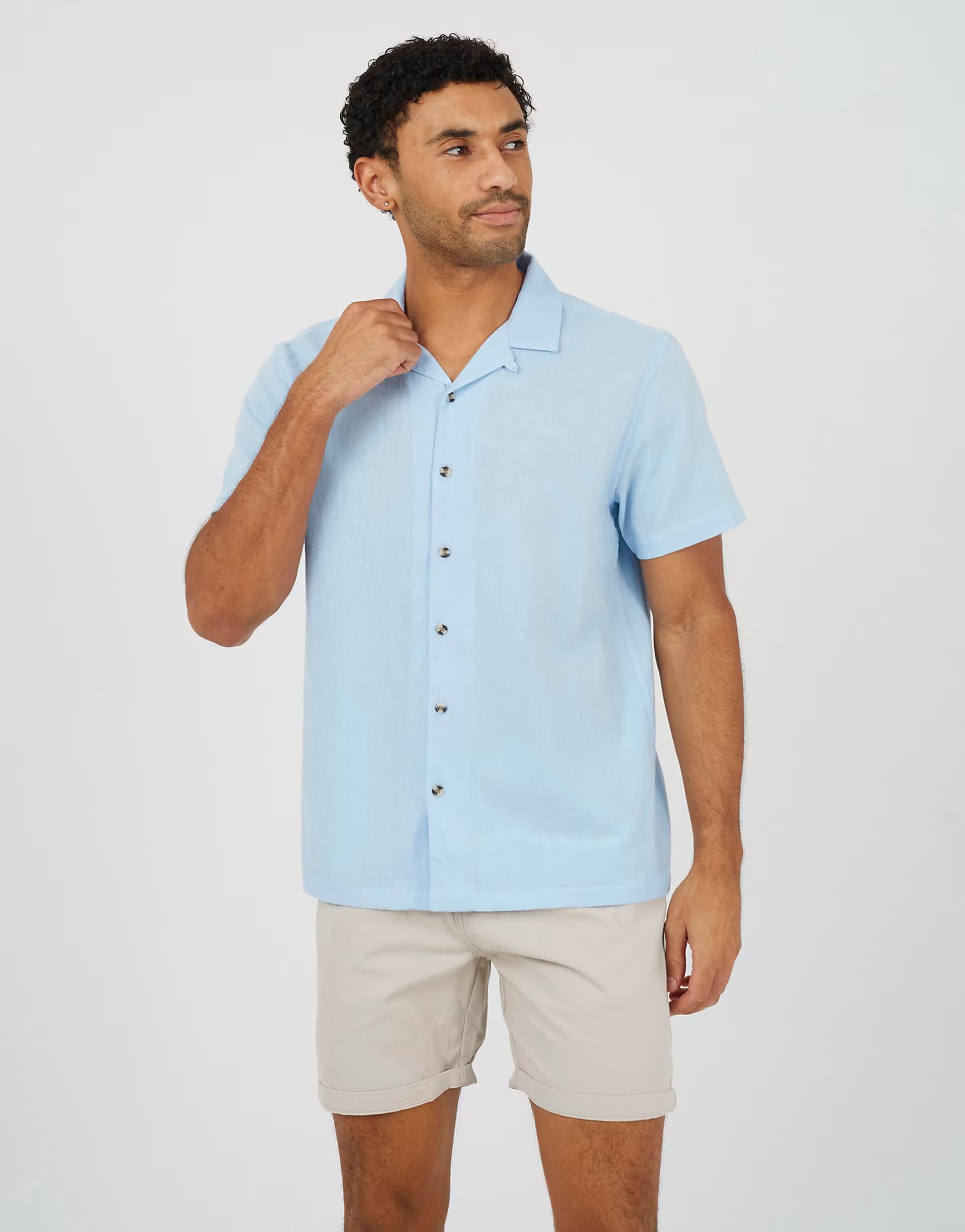 ASOS Brave Soul Revere collar shirt in light blue