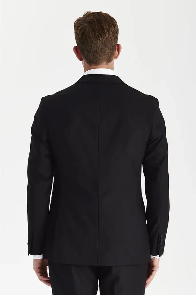 Paul Andrew Paul Andrew Men's 2 Piece Double Breasted Tuxedo Wedding Suit in Black - 3
