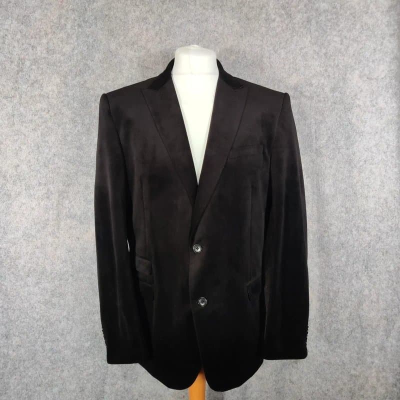Next Next Jacket Size 46R Slim Black Velvet Tuxedo Smoking Dinner Party Peak Lapel