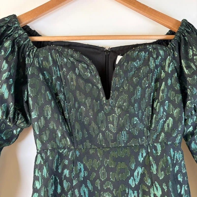 ASOS Collective Petite Emerald Green Metallic Mini Dress UK 4