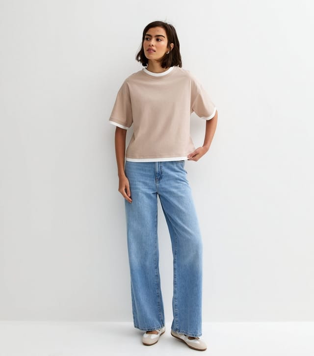 New Look Women's Mink 2-in-1 Short Sleeve Boxy T-Shirt New Look - 3