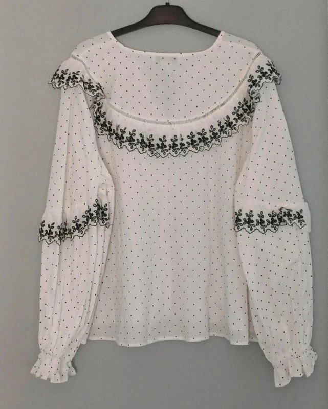 Never Fully Dressed Never Fully Dressed White Lace Trim Shirt - size 16 - 1