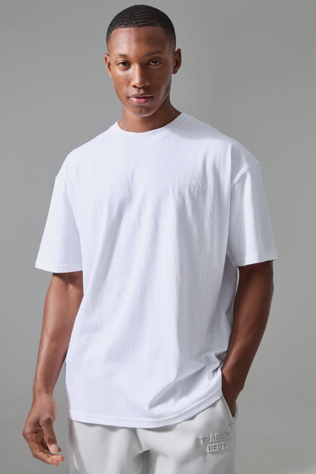 Training Dept. Training Dept. Men's Training Dept Oversized Embossed T-shirt in White - 3