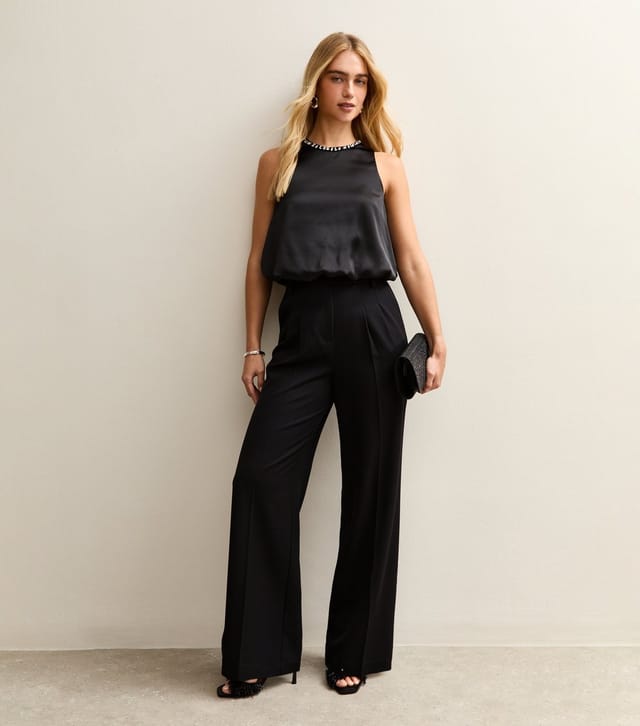 New Look Women's Black Satin Bubble Hem Top New Look - 3
