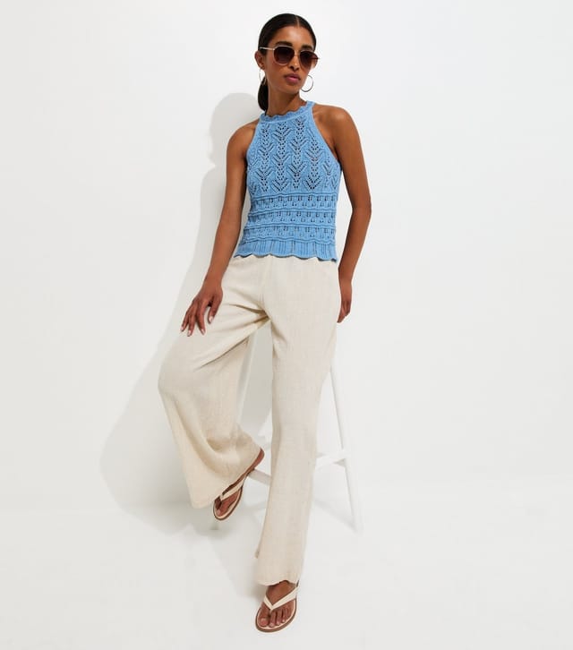 New Look Women's Blue Pointelle Knit Racer Vest New Look - 3