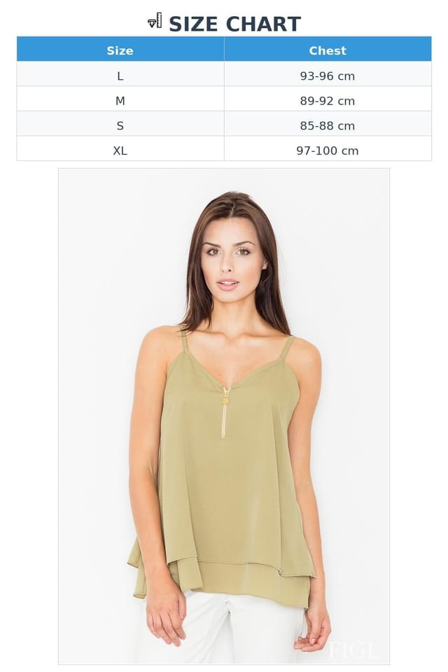 Love Lace Love Lace Women's Elegant Gold Zip Double Layer Strappy Blouse in Green - 2